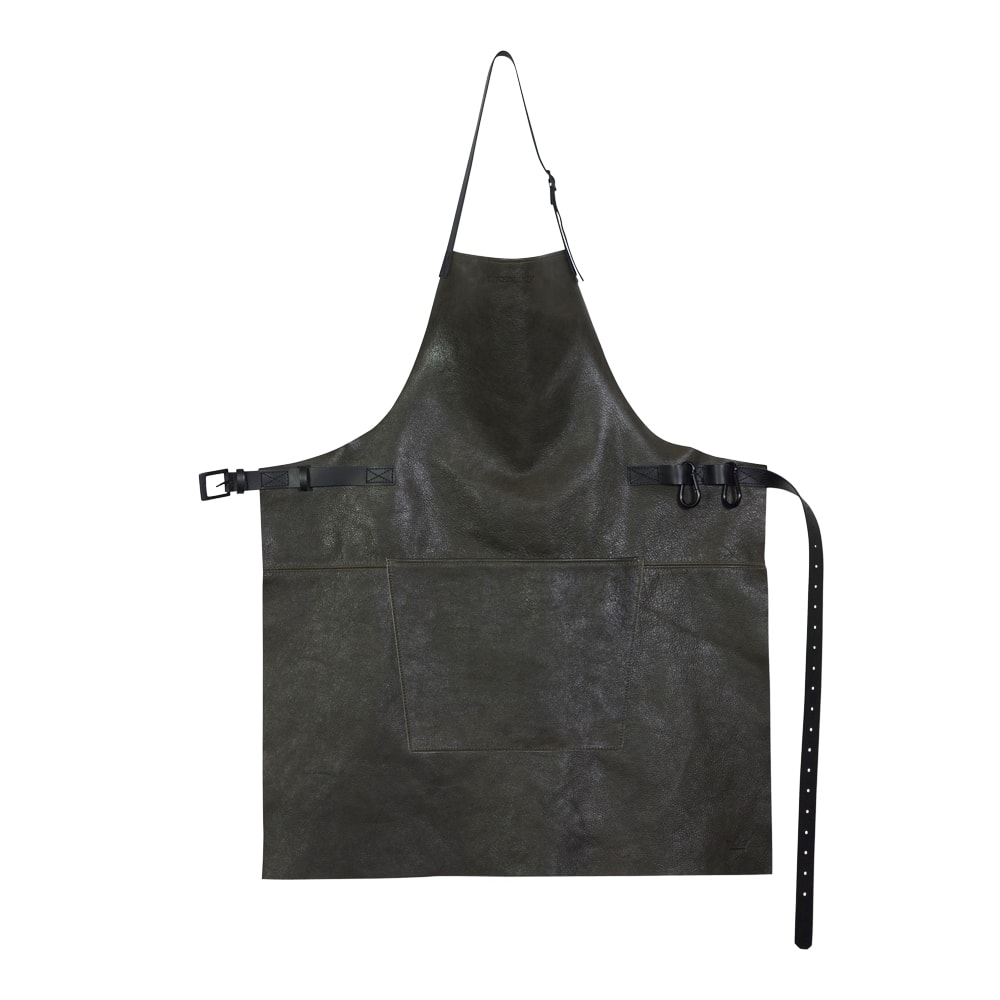 Förkläde Läder + karbinhakar Grå