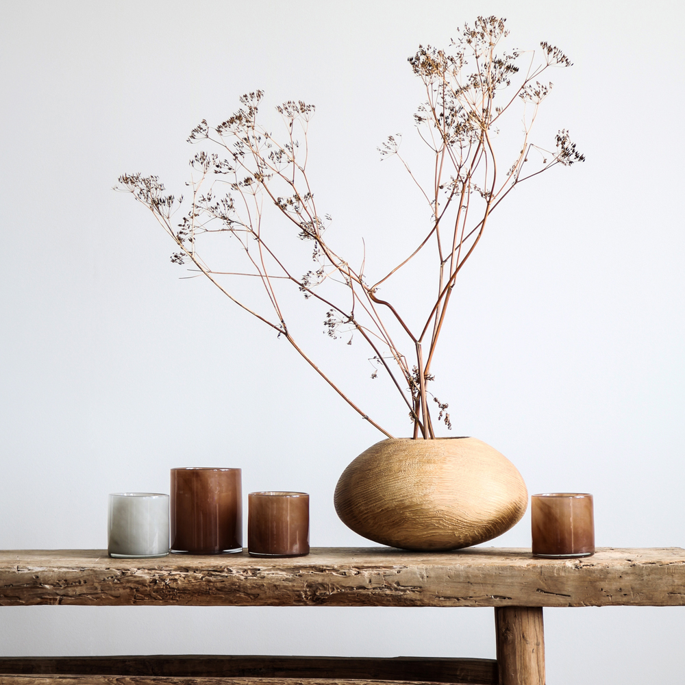 Lyric Ljuslykta Glas 15x18 cm Brun