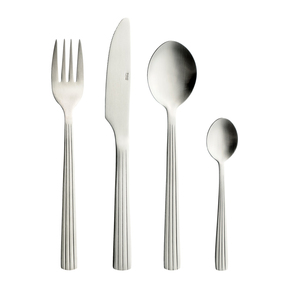 Raw Bestick 48 del set Mattstål