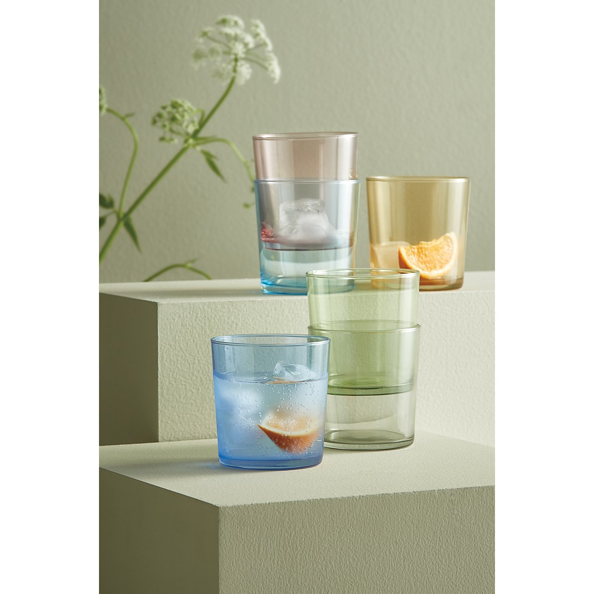 Vattenglas 34,5 cl Mixade Färger 6-pack