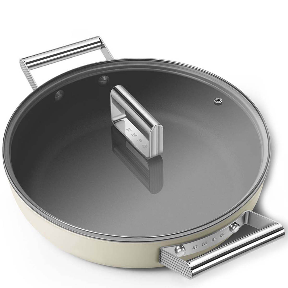 Smeg 50's Style Traktörpanna Glaslock 28 cm Creme