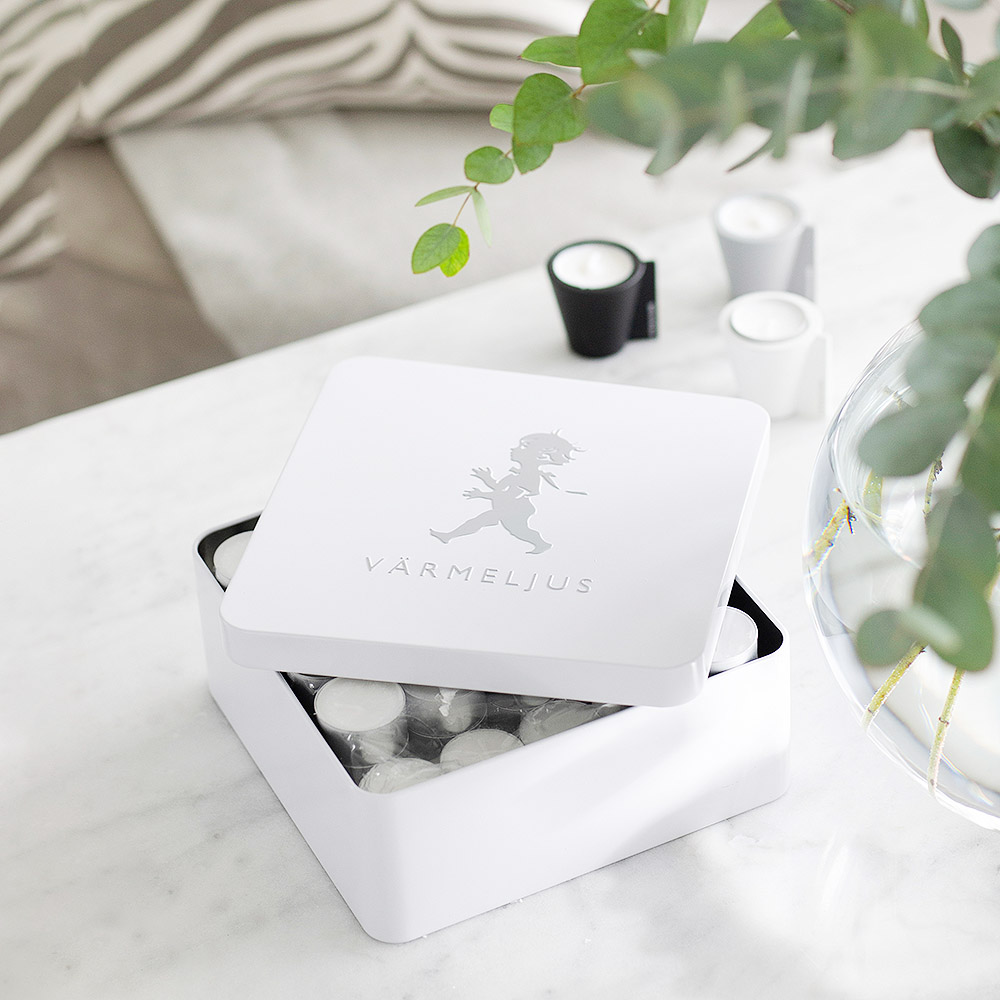Värmeljuslåda för 100 ljus Vit blank