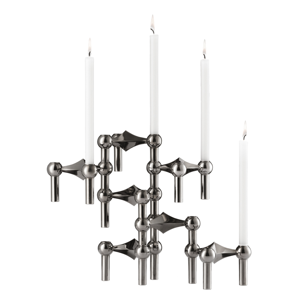 Stoff Nagel Ljusstake 3-pack Svart Krom