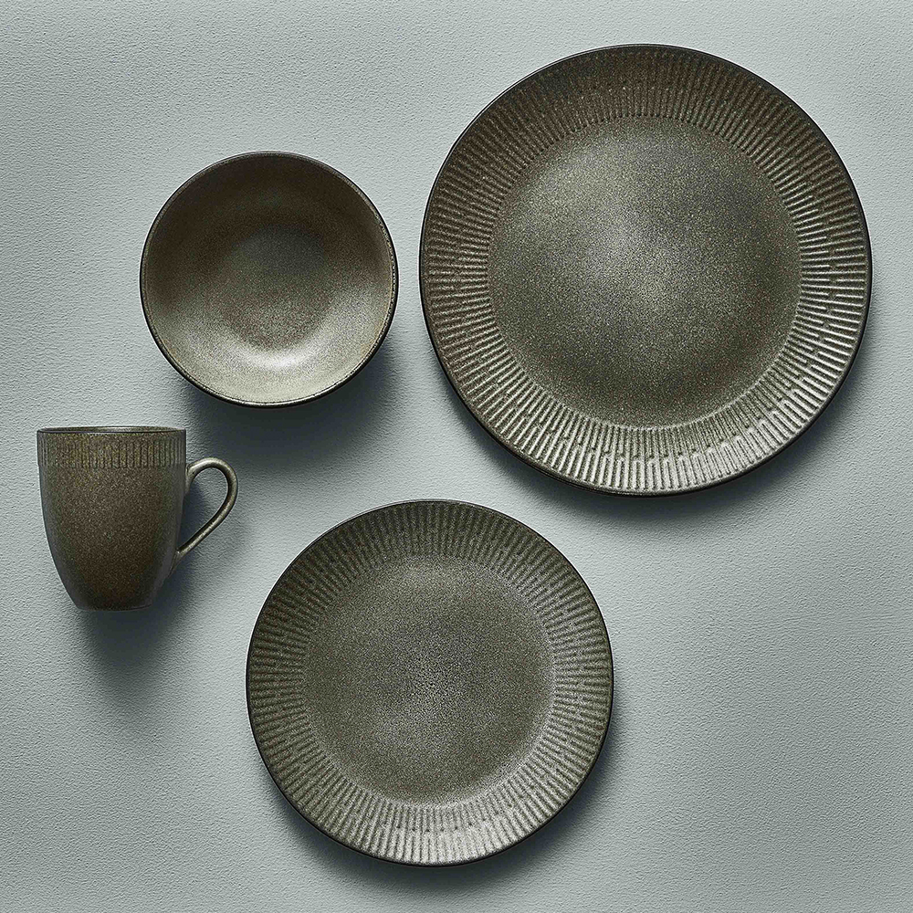 Relief Stoneware Djup Tallrik 22 cm Grå