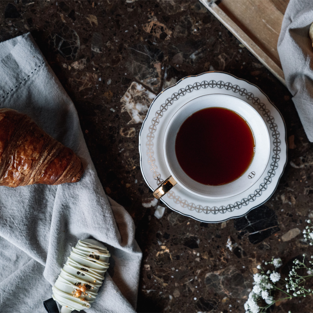 Kopp med Fat 22 cl Anima Gemella 2 Vit/Guld