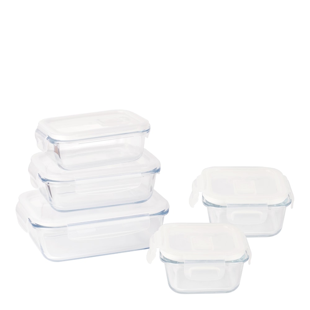 Förvaringsbox 5 delar Klar/Vit