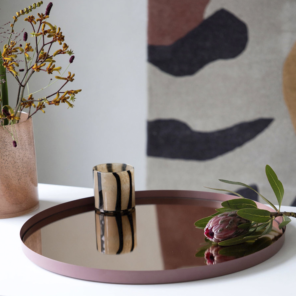 Calore Ljuslykta 10x10 cm Beige/Svart Rand