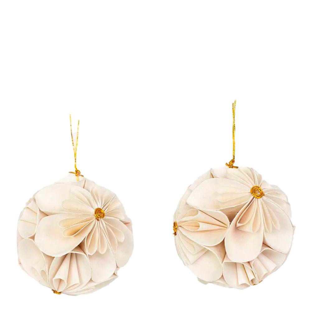 Julhänge Flower Ball 2-pack Vit