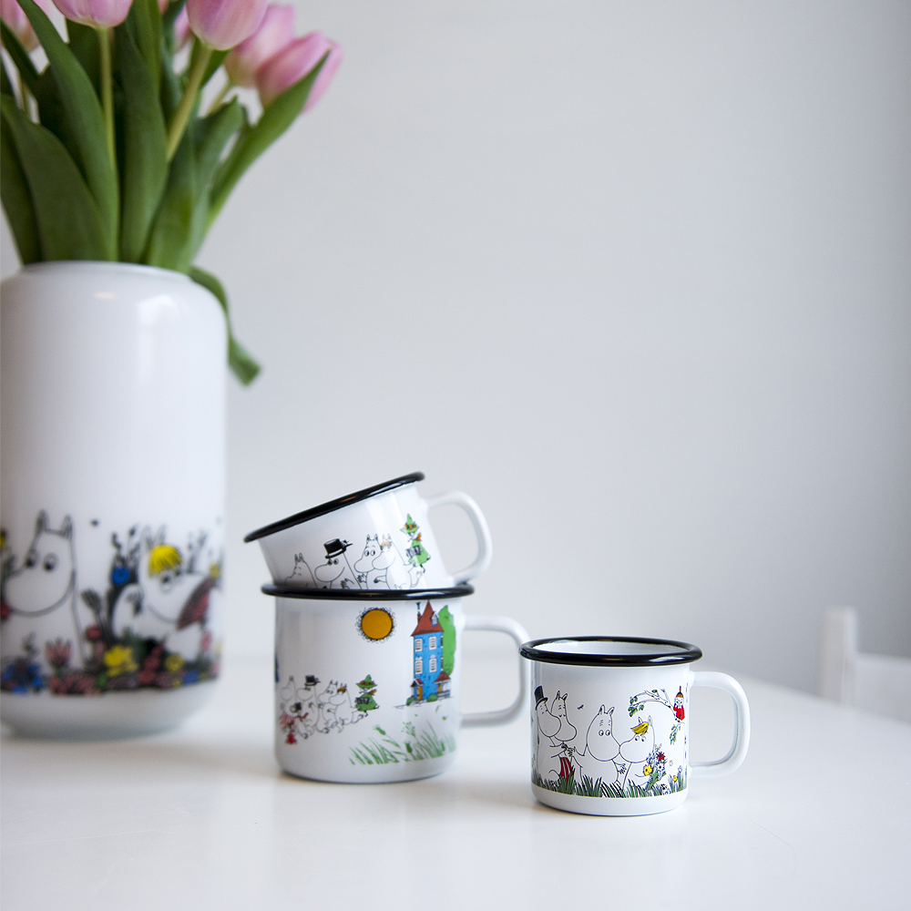 Mumin Emaljmugg Mumindalen 25 cl Vit