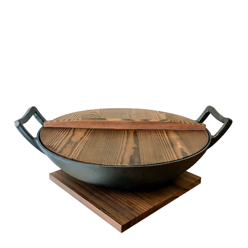 Nabe Wok Gjutjärn med glaslock 36 cm Svart