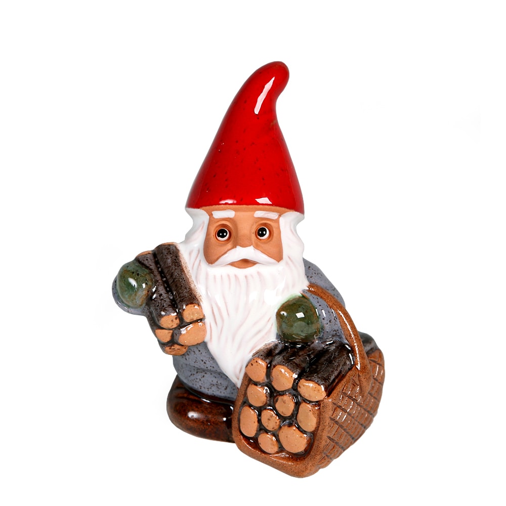 Minitomte med vedkorg 10 cm