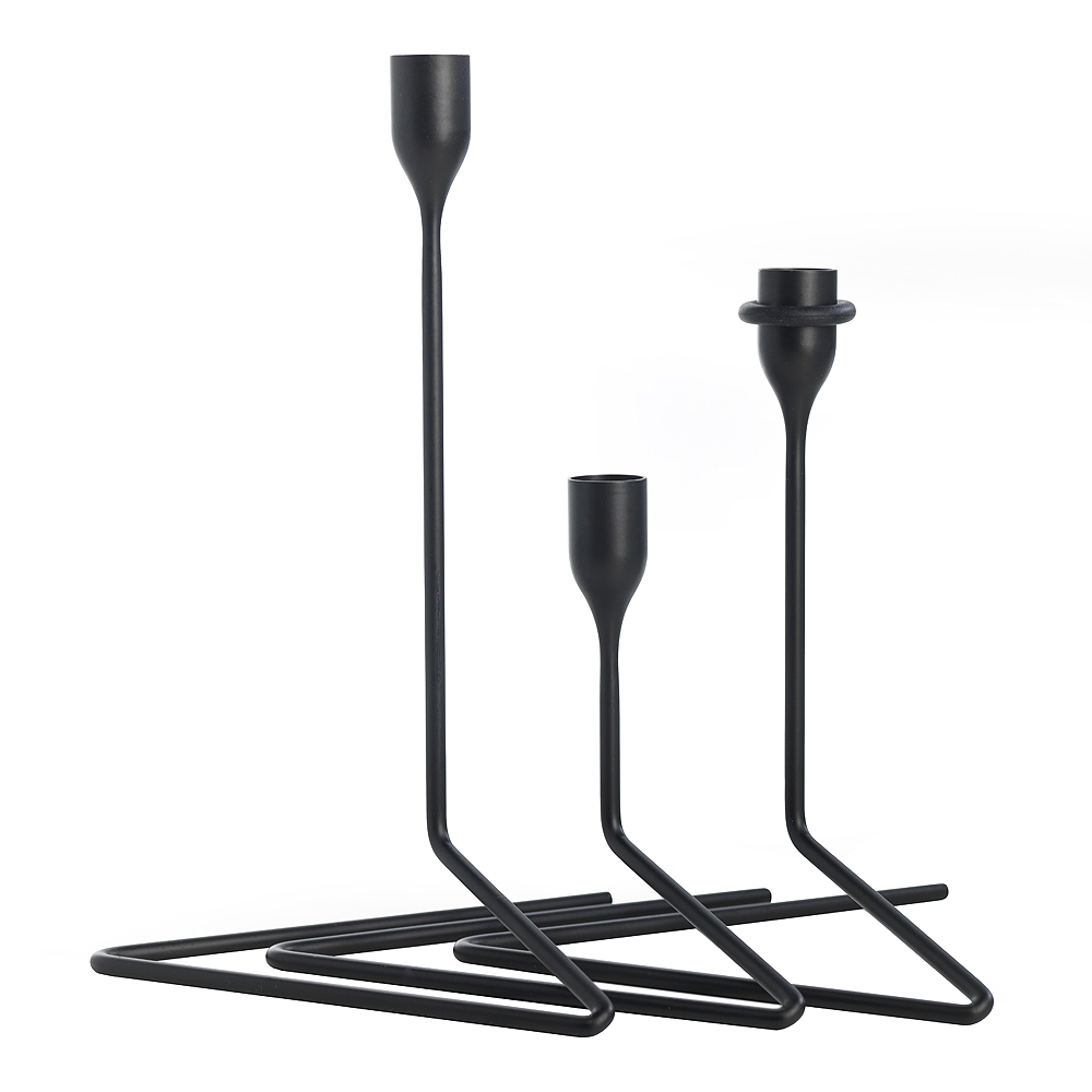 Puzzle Ljusstake 3 delar Svart