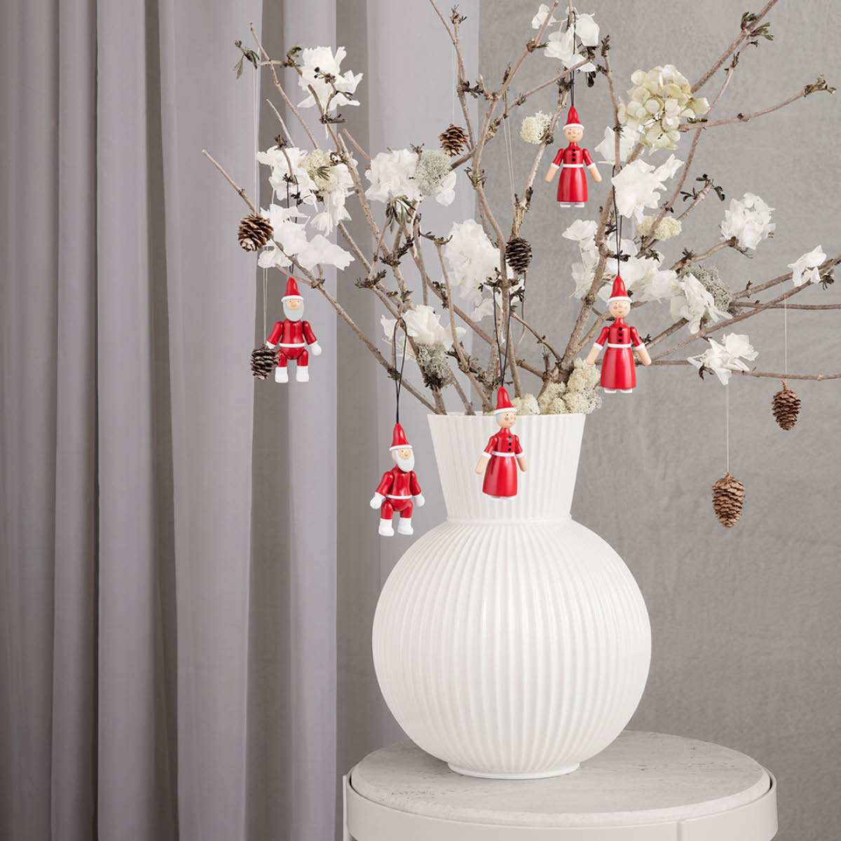 Kay Bojesen Ornaments Santa Claus & Clara 10 cm Röd/Vit