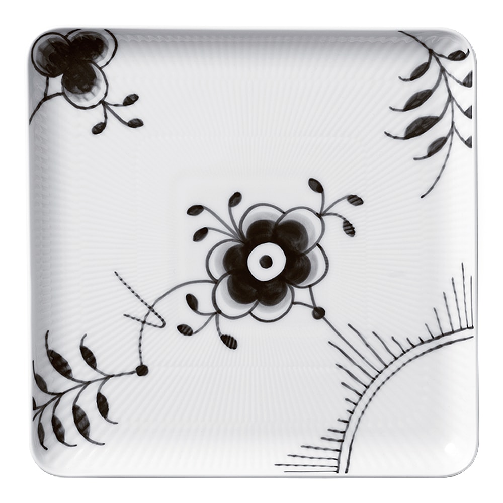 Black Fluted Mega Tallrik kvadratisk 20x20 cm