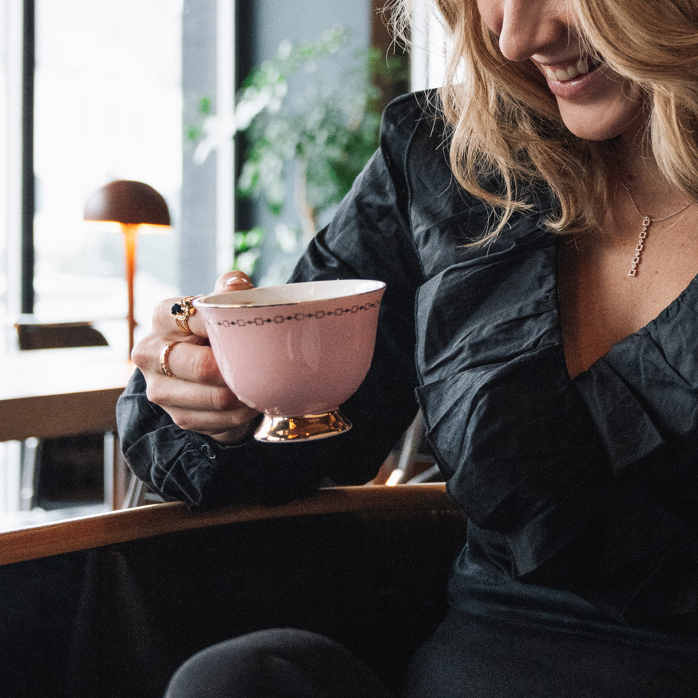 Kopp med Fat 22 cl Anima Cielo Rosa/Guld