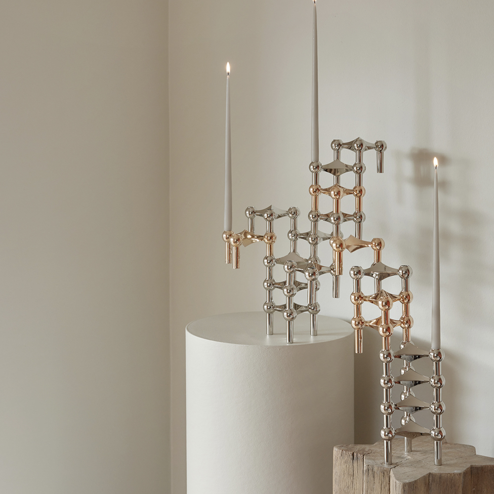 Stoff Nagel Ljusstake 3-pack Rose Guld