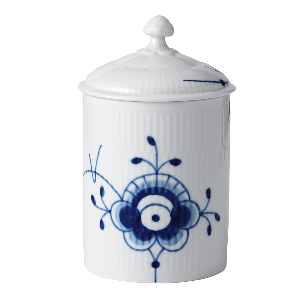 Blue Fluted Mega Burk med lock 16 cm