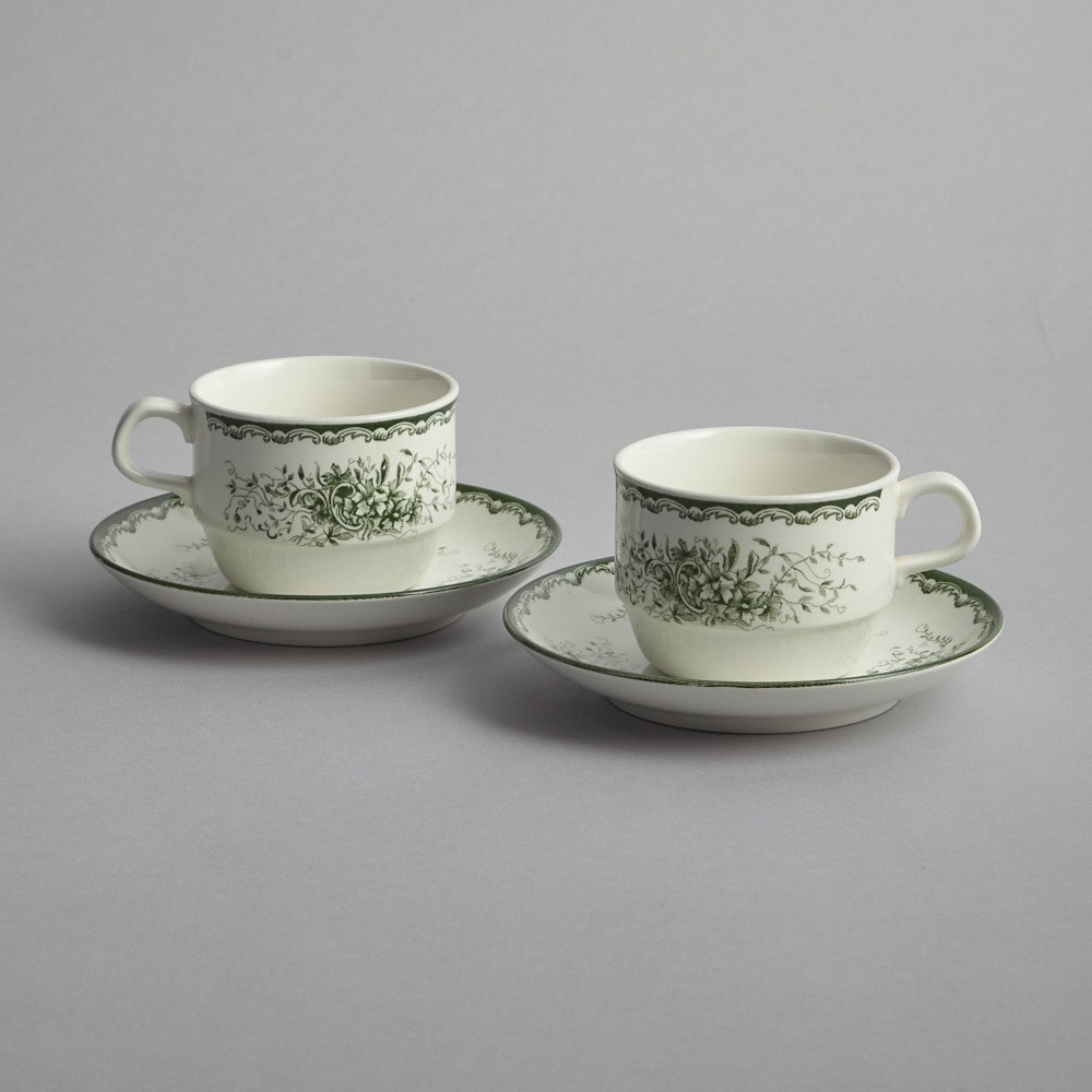 "Grön Anna" Kaffekoppar med Fat 2 st