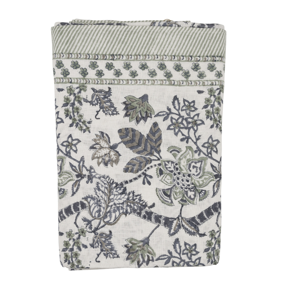 Floral Bordsduk Lin 170x270 cm Blå