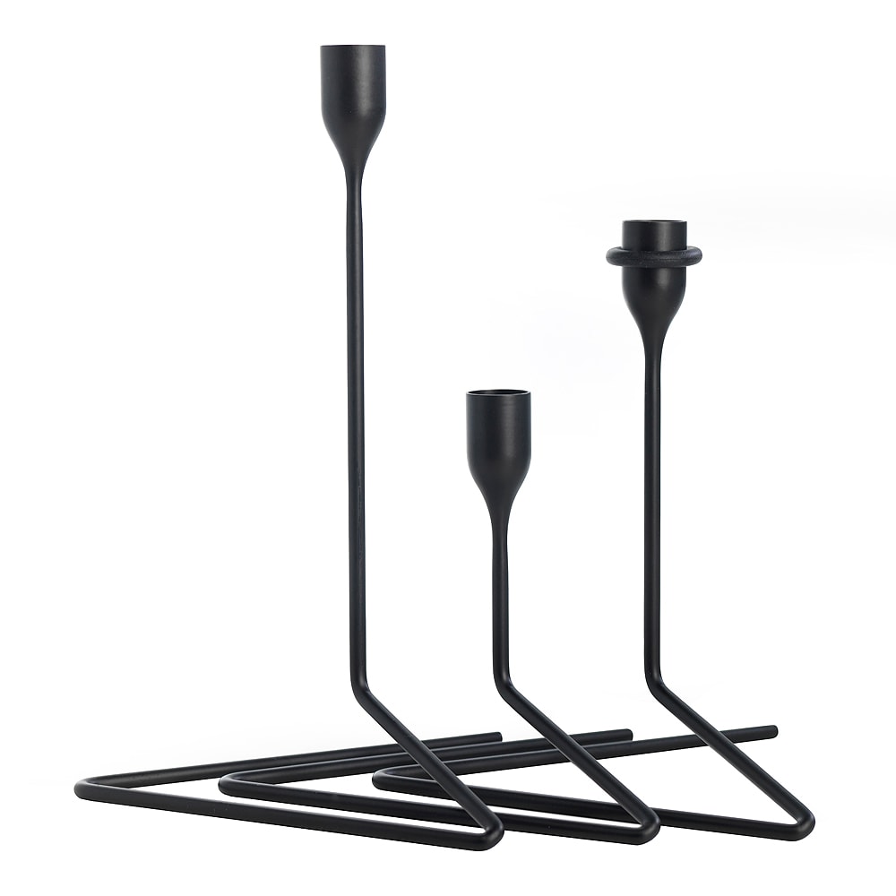 Puzzle Ljusstake 3 delar Svart