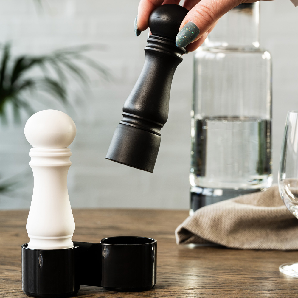 Mini Kvarnset med Hållare 12 cm 2-pack Svart/Vit