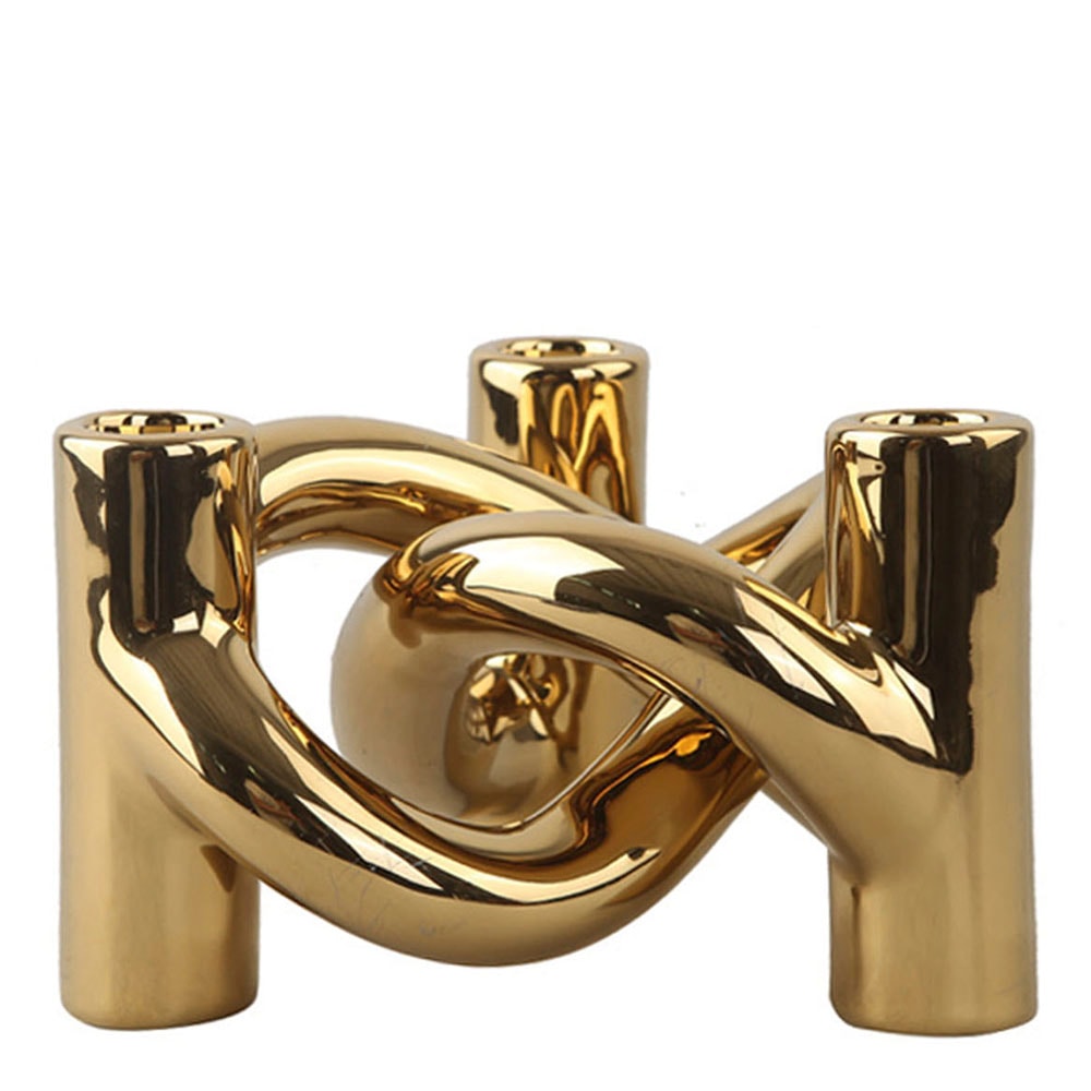 Lykke 3 Ljushållare 10 x 17 x 15 cm Guld