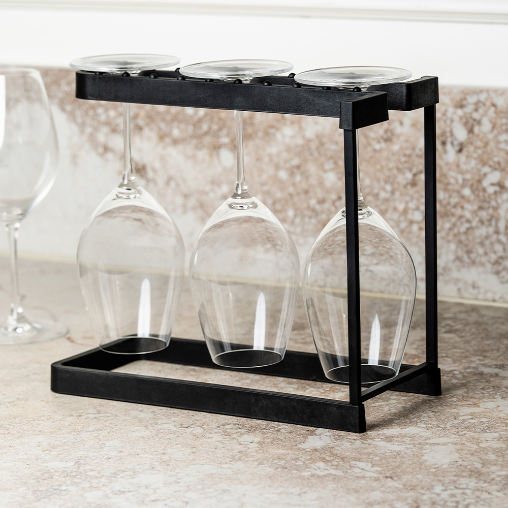 Happy Vinglashållare 13x28x24 cm Svart