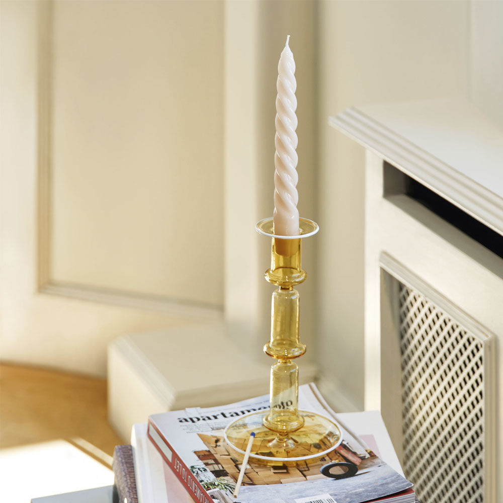 Flare Ljusstake 21 cm Gul med vit rand