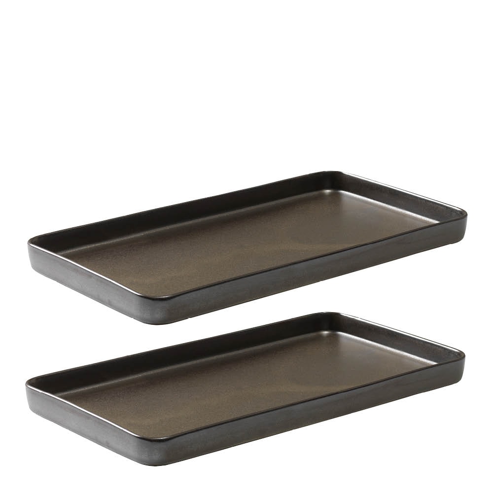 Raw Tallrik rektangulär 34x18 cm 2-pack Metallic Brown
