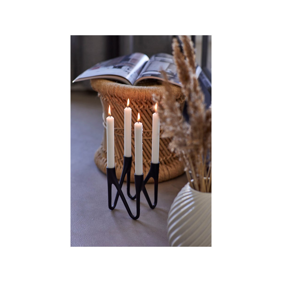 Roots Ljusstake 4 ljus Svart