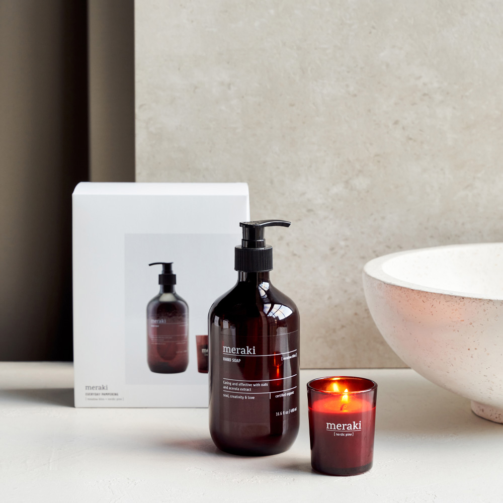 Home Presentask Handtvål 490 ml och Doftljus Brun