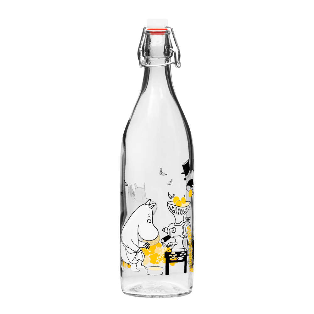 Mumin Glasflaska Fruits 1 L Klar/Gul