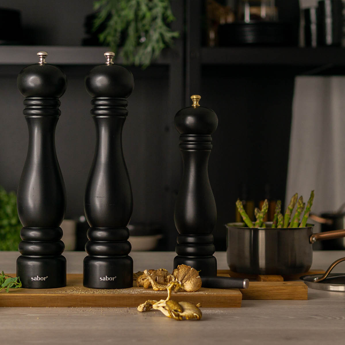 Saltkvarn 25 cm Svart/Mässing