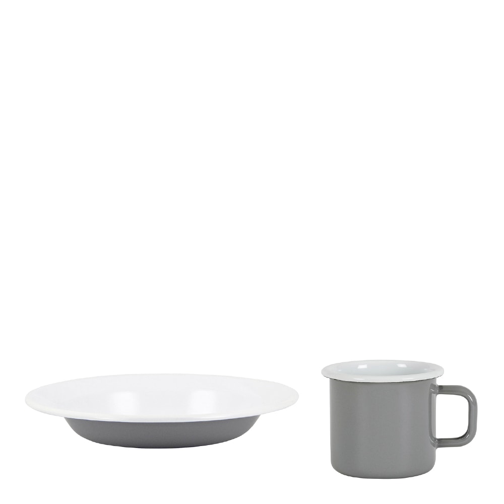 Mugg och Djup tallrik 2 delar Grå