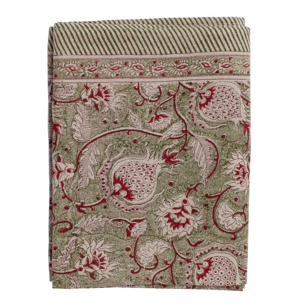 Pomegranate Bordsduk Lin 170x270 cm Gr&ouml;n/Natur