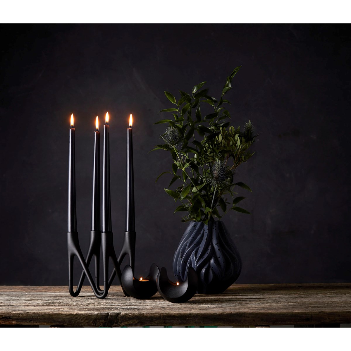 Roots Ljusstake 4 ljus Svart