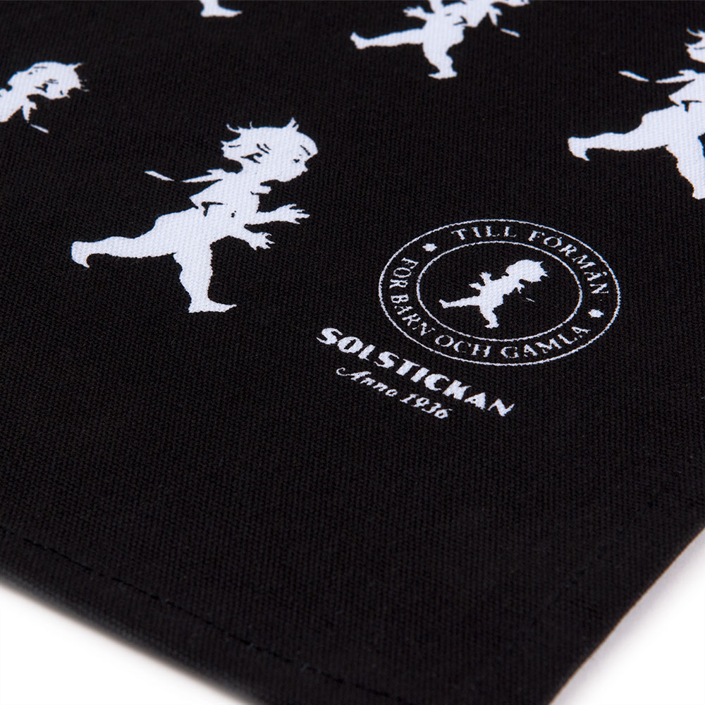 Handduk Halvlinne 50x70 cm Svart/Vit