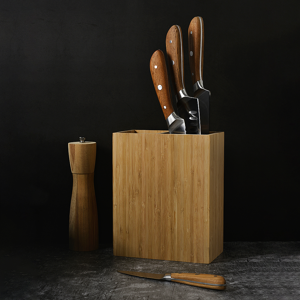 North Knivblock med fack Bambu