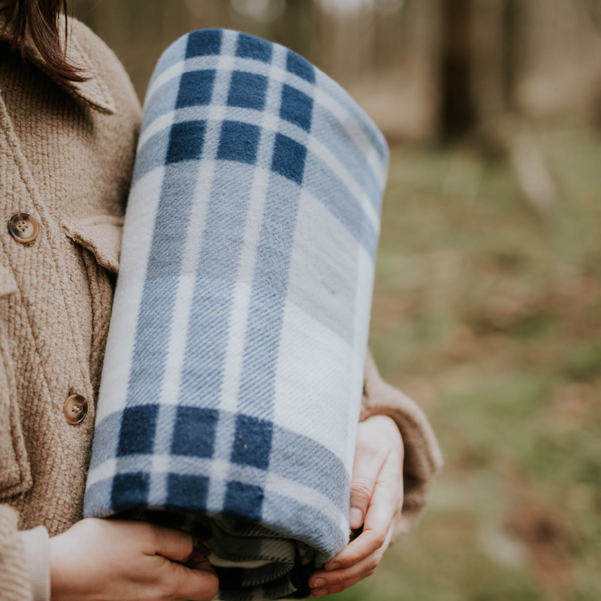 Innoutdoor Picknickfilt 200x145 cm Blå/Grå/Vit