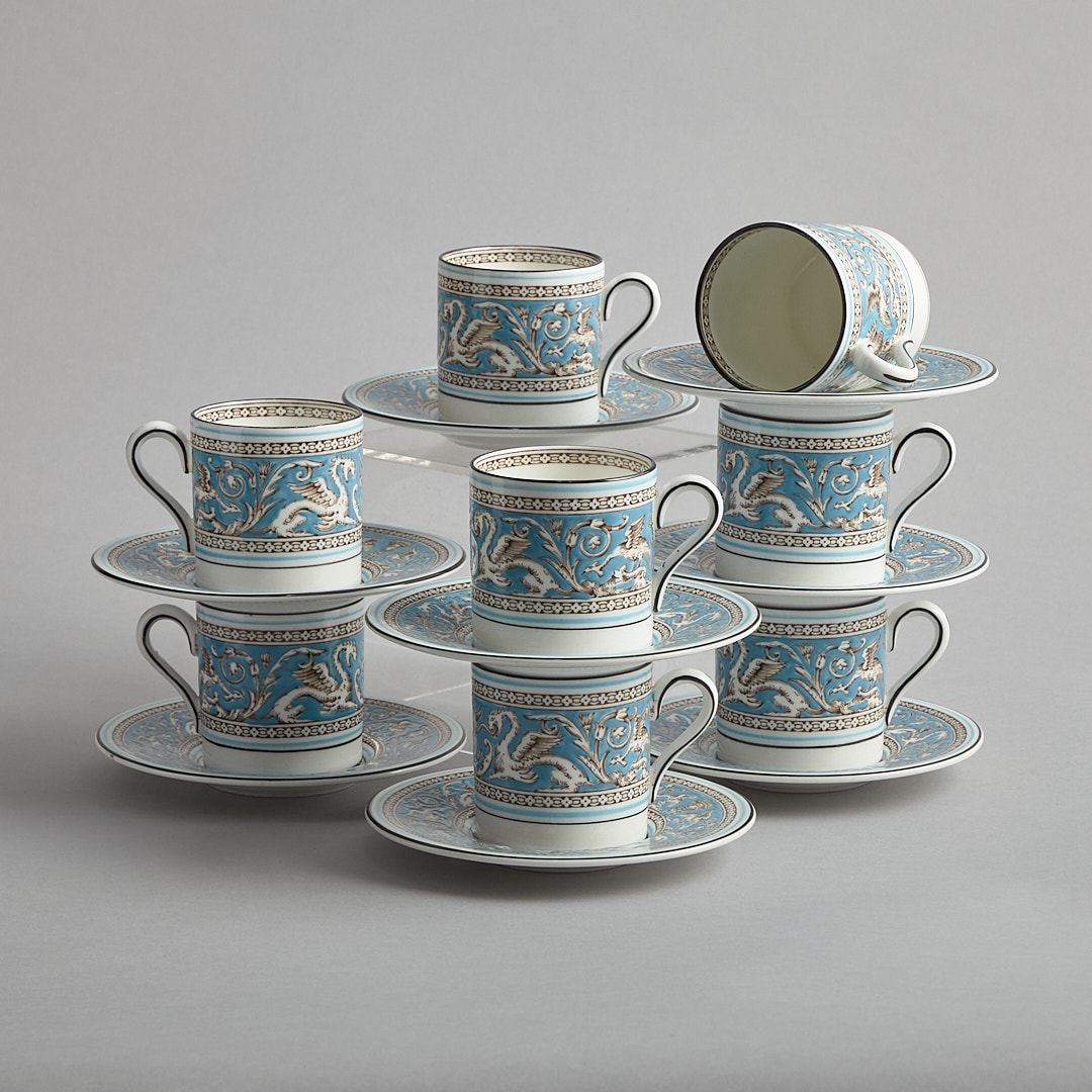 "Florentine" 8 Espressokoppar med fat