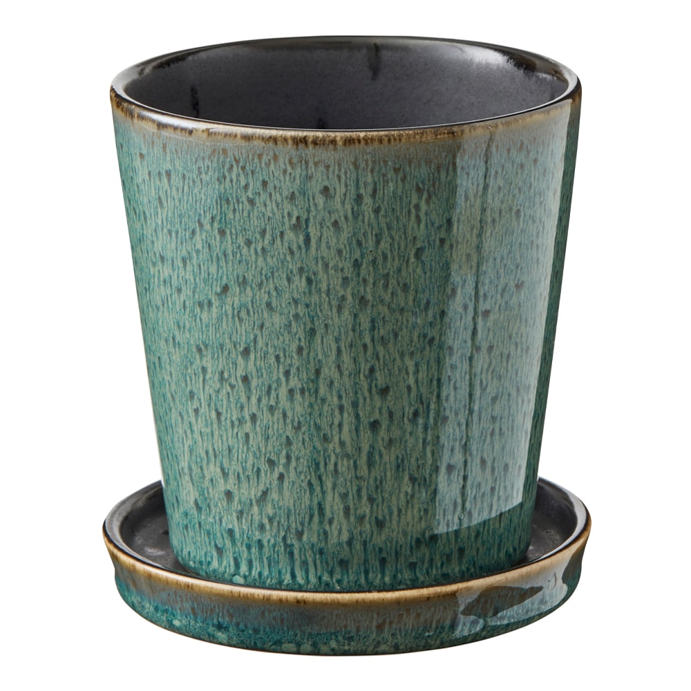 Skjuler Kruka med fat 10 cm Grön/Svart