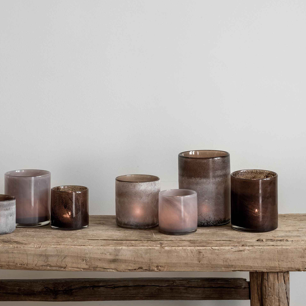 Lyric Ljuslykta Glas 12x14 cm Purple Grey