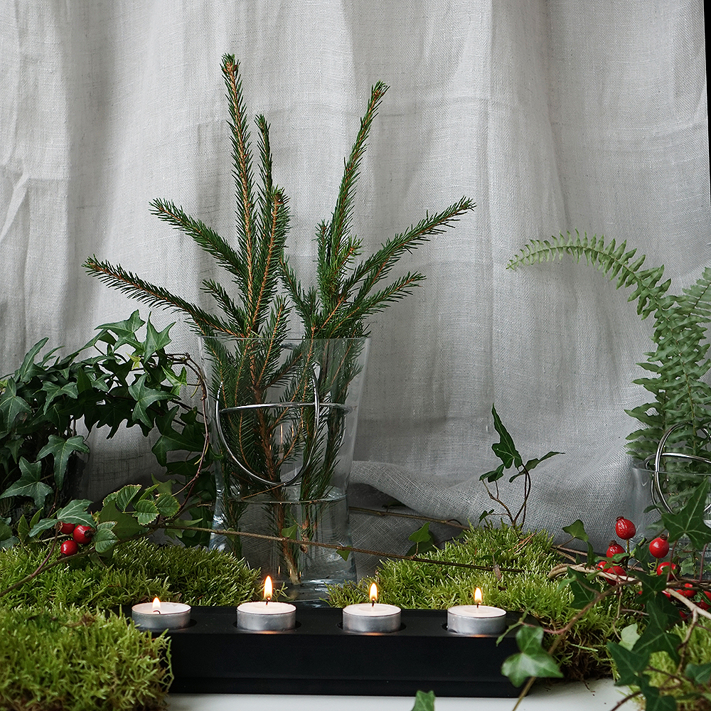 Stumpastaken lång 4 ljus Svart