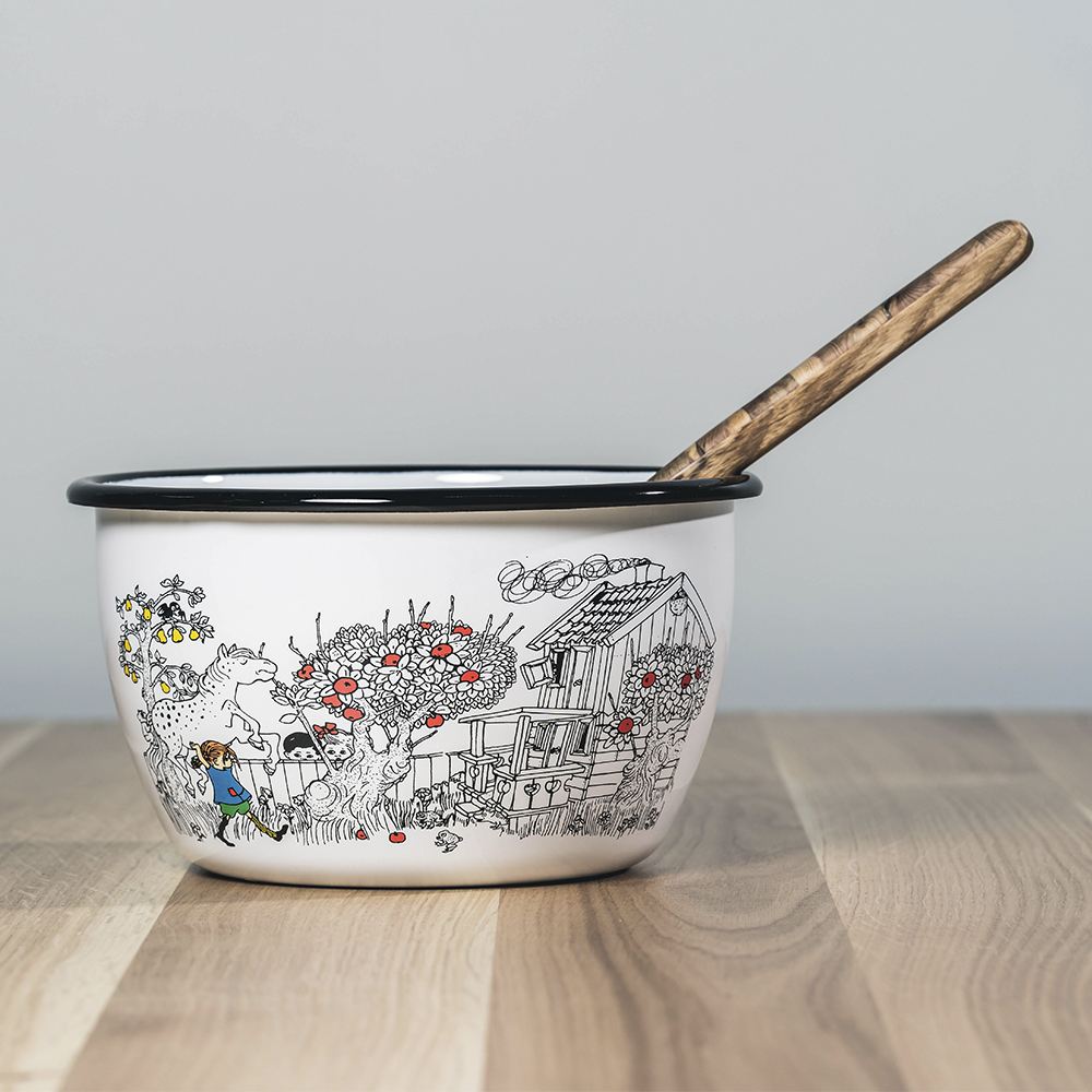 Emaljskål Pippi Långstrump 2 L Vit