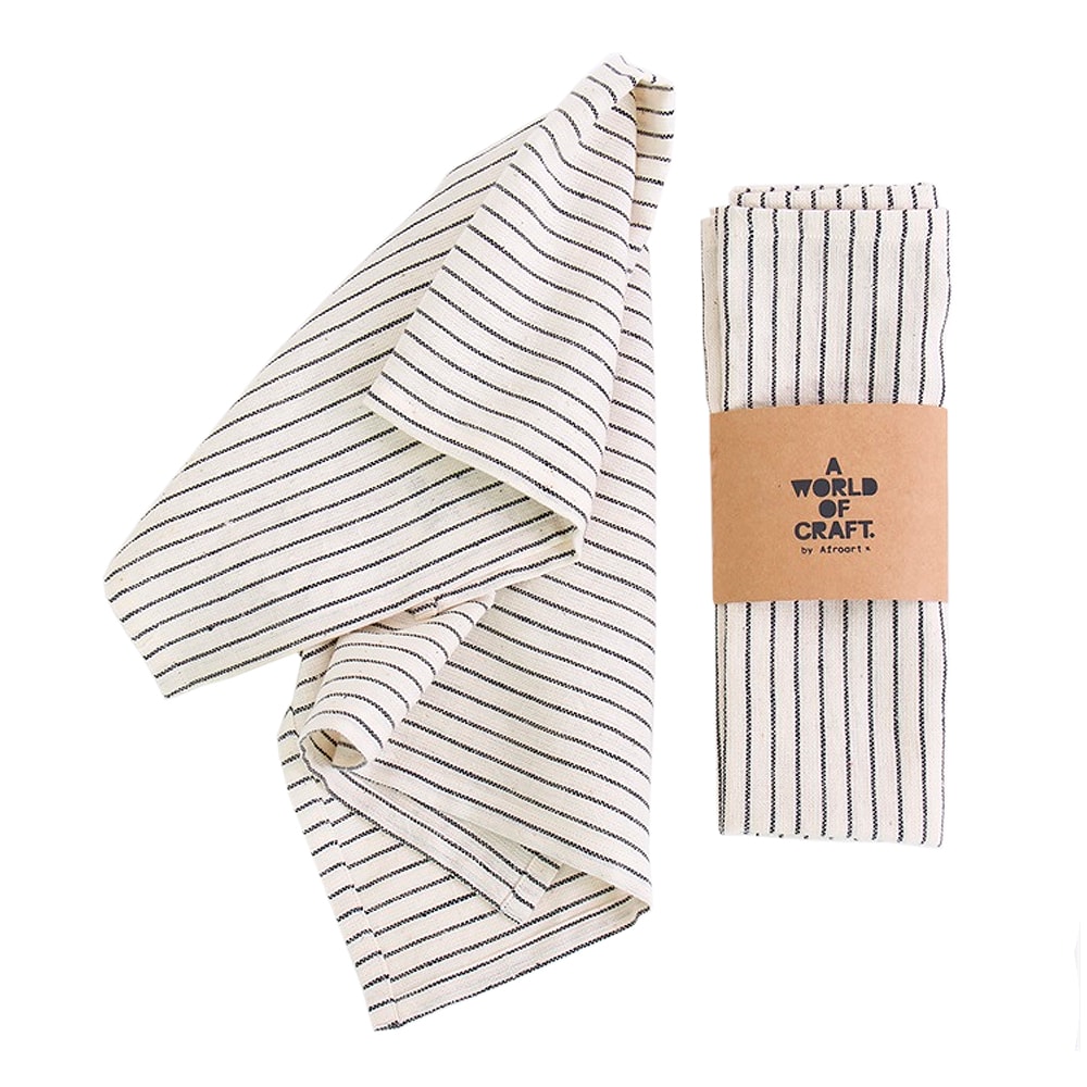 Eco Textilservett 45x45 cm 2-pack Eco Thinstripe Svart