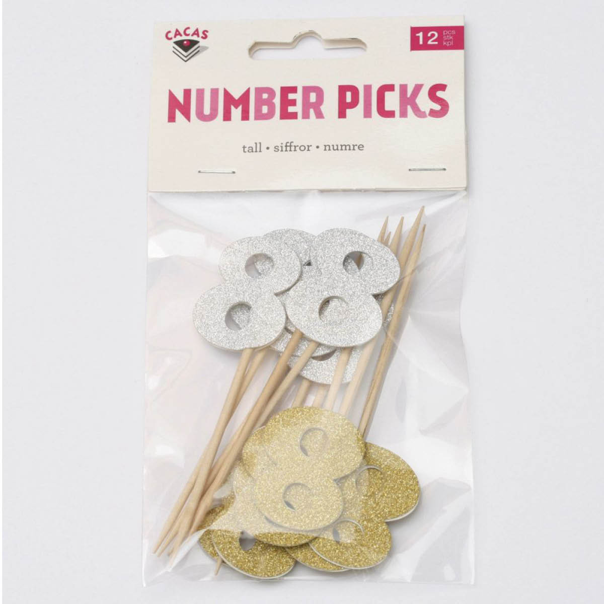 Dekorationssiffra 8 Papp 12-Pack Guld/Silver