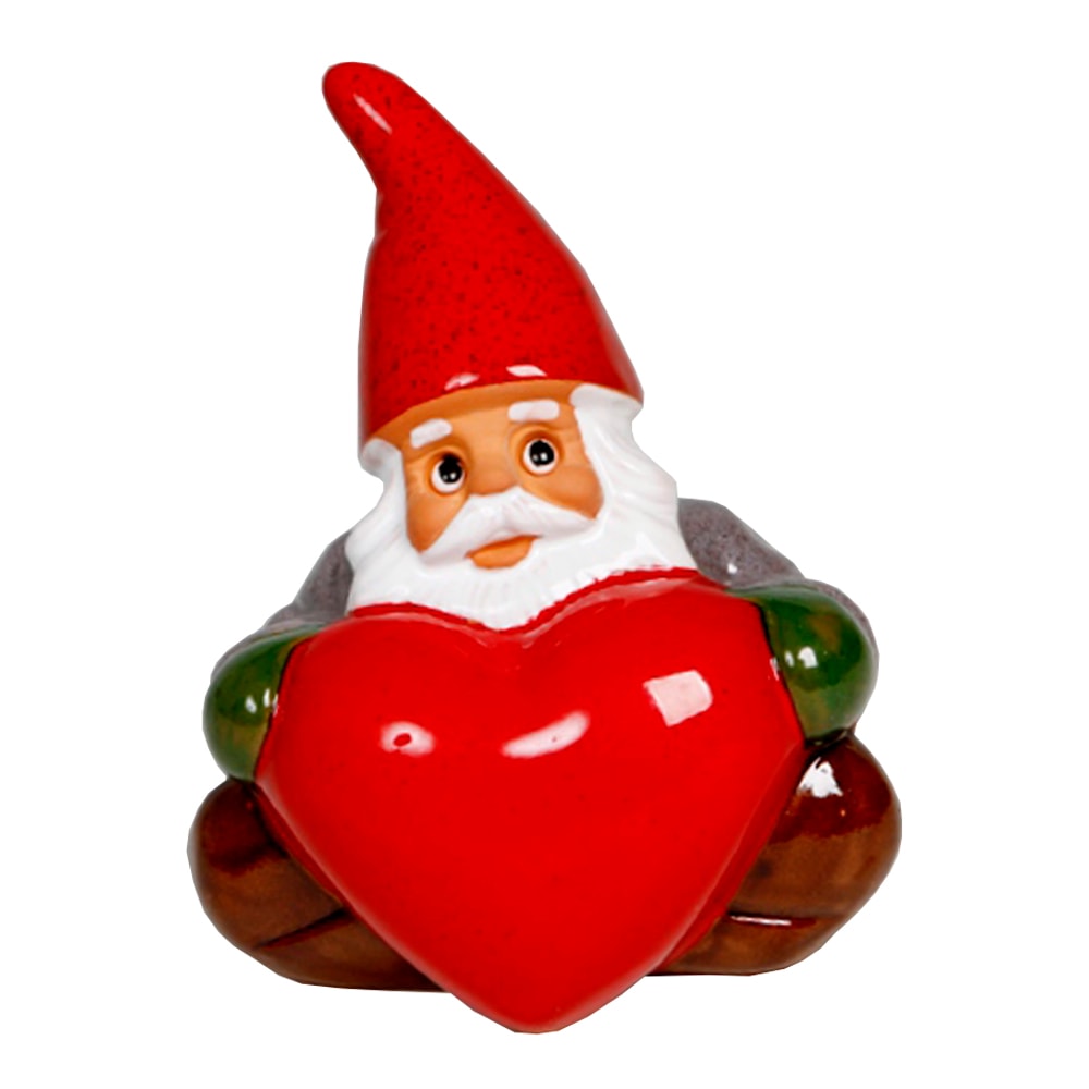 Tomte med Hjärta 13 cm Röd