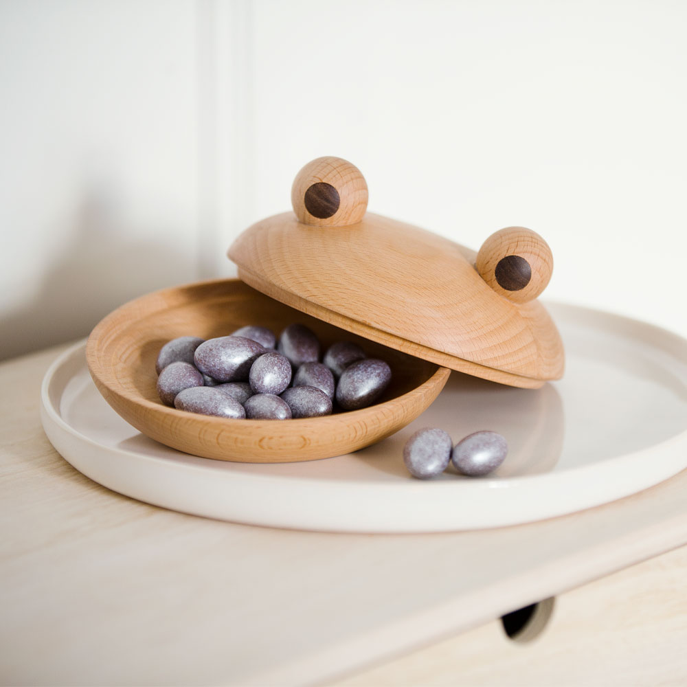 Träskål Groda 14 cm Bokträ/Valnöt