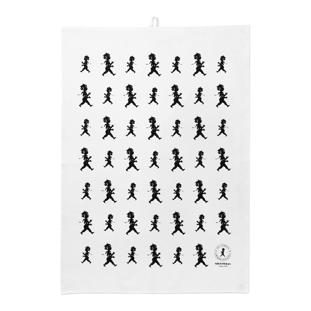 Handduk Halvlinne 50x70 cm Vit/Svart