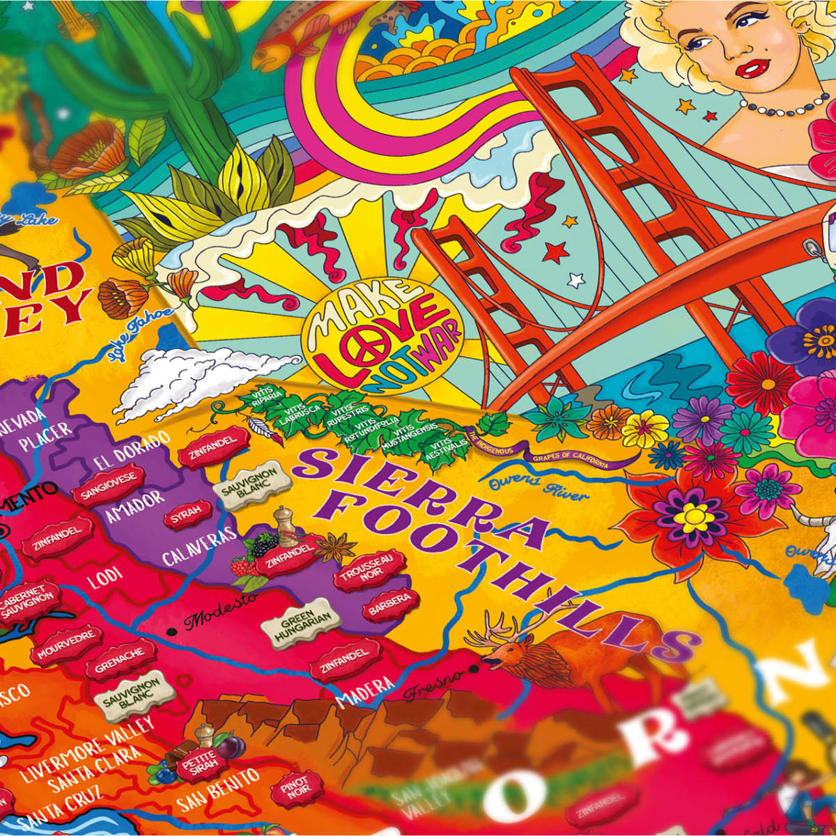 Vinpussel - Kalifornien 1000 bitar Gul